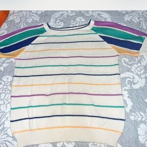 Striped Multicolor vintage sort sleeved sweater